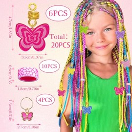 20 Piezas de Mariposas de Colores para El Cabello, Accesorios para Trenzas, Rastas, Pinzas Doradas para El Cabello, Cuentas para El Cabello, Accesorios, Anillos para El Cabello, Joyería, Acces
