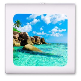 Plug in Dimmable LED Night Light with Dusk to Dawn Auto Sensor, Adjustable Brightness, Warm Light, Auto On-Off Nightlight for Bathroom, Hallway, Nursery, Bedrooms - Rocky Beach Cliff