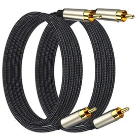 tunghey 2Pack Subwoofer Cable, Dual Shielded Subwoofer RCA Cable Gold-Plated Connector RCA to RCA Audio Cable Nylon Braided RCA Subwoofer Cable for Amplifiers,Home Theater,Hi-Fi Systems (0.5m)