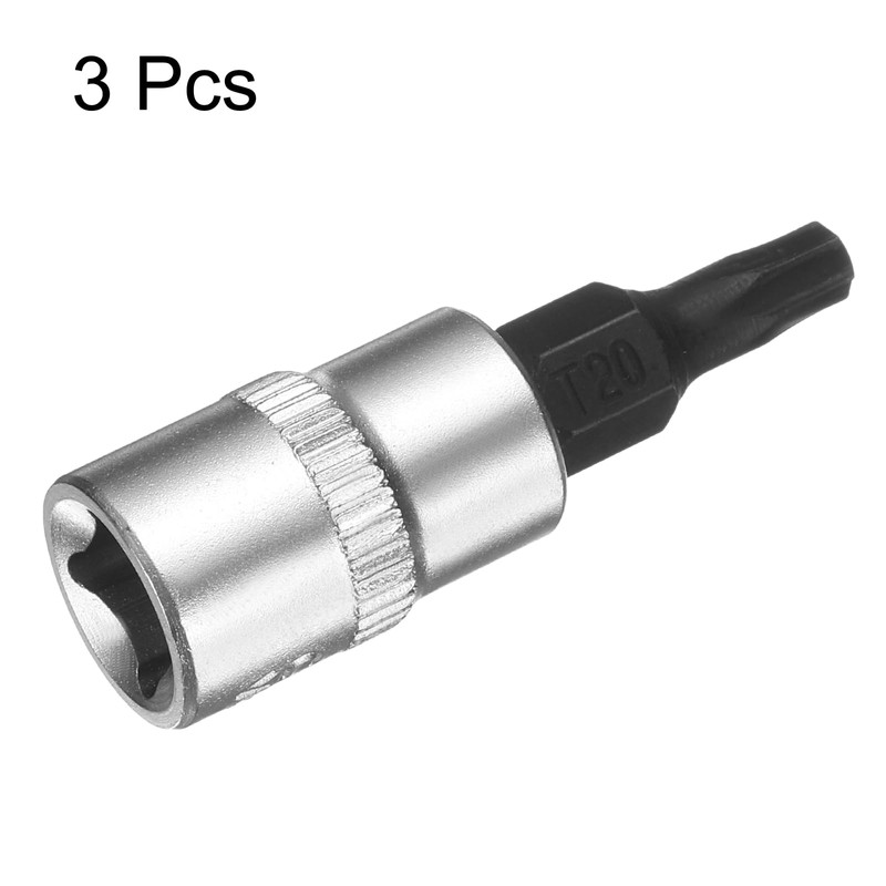 sourcing map 3pcs T20 Torx Bit Socket 1/4" Square Drive