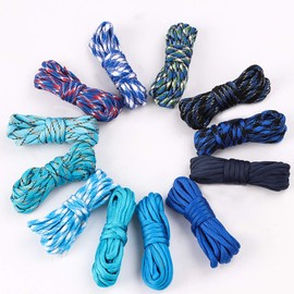 Hileyu Parachute Cord, 12 Colours 3 m, Paracord 550 Multifunction Type III, Paracord Ropes, Survival, Paracord Bracelet, Random Combination, Craft Kit, 7 Strands, Tent Rope, (Mutil-Color 1)