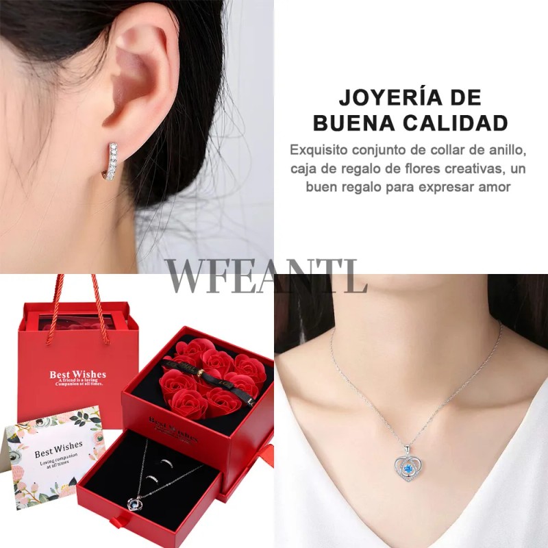 Cryzmitol Regalos Para Mujer,collar Y Aretes Corazón Mujer Con Caja,Regalos