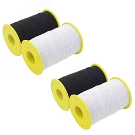 4 Pack Elastic Thread for Sewing Thickness Stretchy String Elastic Cord Sturdy Elastic Sewing Thread for Shirring, Smocking, Beading, Gathering, DIY Project, Each 400m, Black & White