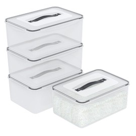 Joyeen 4 Pack 15 Liter Latching Containers with Sealed Circle/Lid, Clear Airtight Food Containers