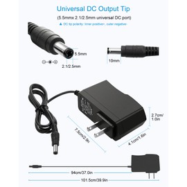 ALITOVE 5V 2A Power Adapter 5V Power Supply 2A 10W 5 Volt Universal AC/DC Adapter DC 5V Power Cord with 8 Tips 5.5x2.5mm 5.5x2.1mm 4.0x1.7mm 3.5x1.35mm 3.0x1.1mm 2.5x0.7mm Micro-USB Type-C