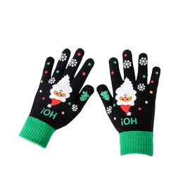 Fenical Christmas Gloves Knitted Umbrella Note Gloves Warm Full Finger Gloves for Men Women Running Outdoor Climbing Sports, black