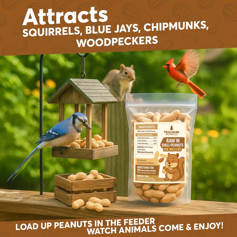 Trailmark Naturals - 1 LB - Raw Peanuts For Squirrels,