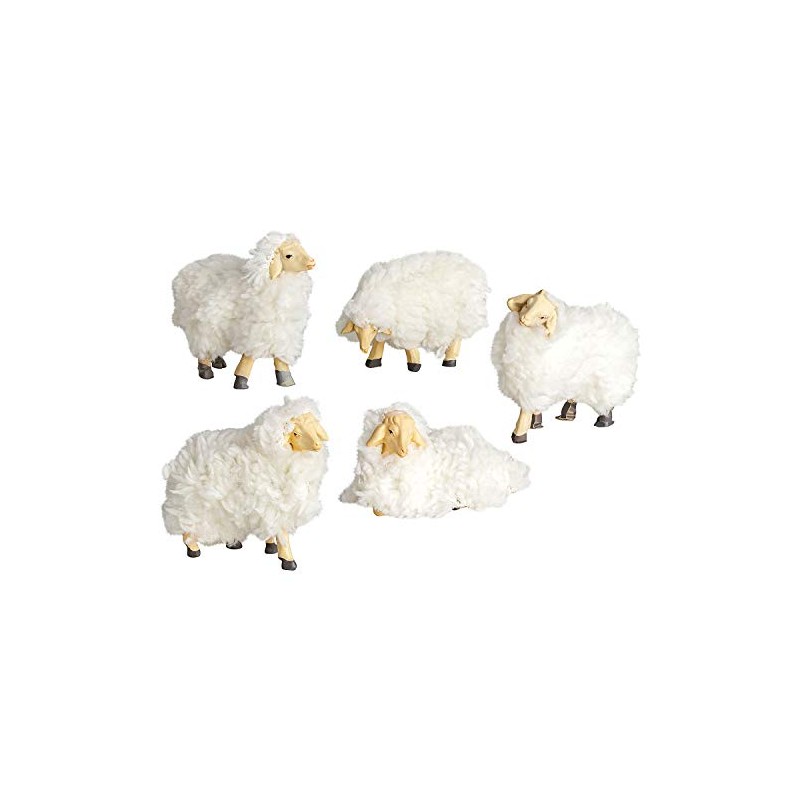 Five Wool Sheep Nativity Figures [Scale 15 cm - for