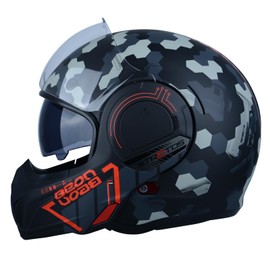 BEON Full Face Motorcycle Helmet DOT Approved, 180° Reversible Chin Guard Modular Pilot Helmet with Anti-Fog Dual Visors and Headset Slots for Adult Men Women (S-XXL)