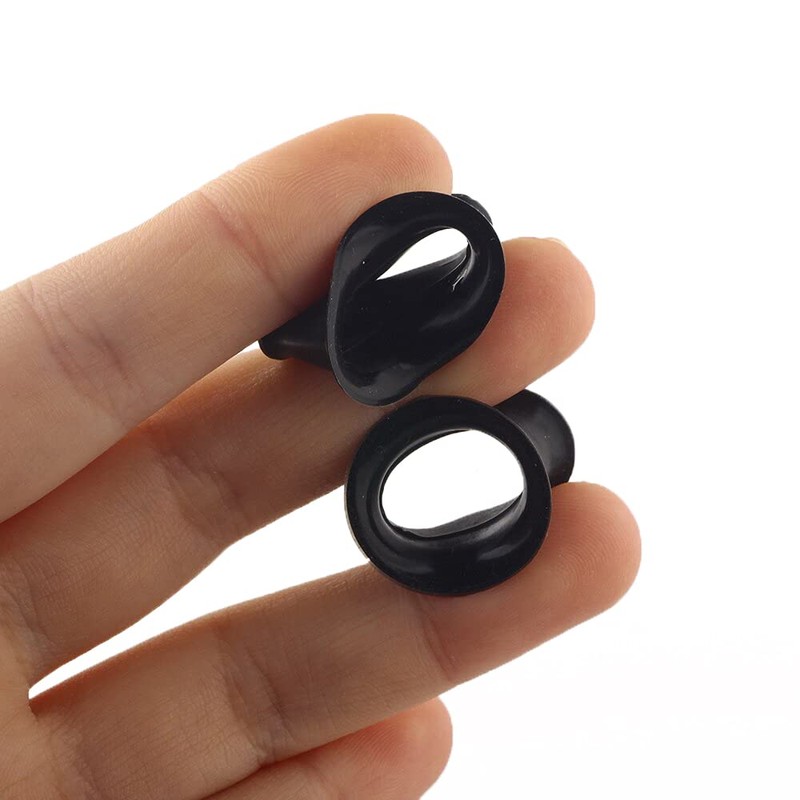 Pair 15/16" (24MM) BLACK SILICONE EYELET TUNNELS Double Flare Gauges