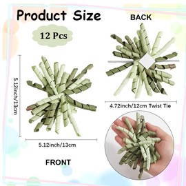 CREATCABIN 12Pcs Gift Wrap Bows Pastel Bows Curly Light Green Presents Decor Bows Reusable Ribbon Bows for Gift Wrapping Easter Home Party Baptism Wedding Event Treat Bags Decoration 4In