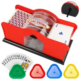 Joycabin Card Shuffler, 2 Decks, Mixing Machine Cards with Crank and 4 Playing Card Holders, Card Shuffler, Manual Shuffler for Playing Cards, UNO, Blackjack, Texas Hold'em, Poker