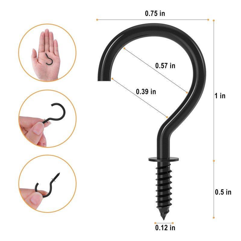 RELBRO Screw Hooks, 1 Inch Metal Screw in Cup Hooks,