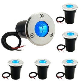 ZSGoes 6 Pack 3W Blue LED Well In Ground Landscape Lights IP67 Waterproof for Outdoor Lighting, Garden, Yard, Patio, Driveway, Deck, Step, Pathway, Low Voltage 12V 24V DC AC