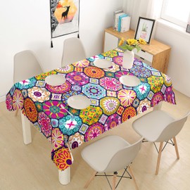 Rectangular Tablecloth Morocco Tablecloths Polyester Wipe Clean Table Cloth Water Resistance Table Cover for Home Dining Kitchen Party 150x260cm(60x102in)