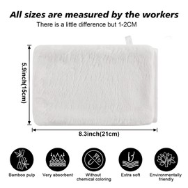 PHOGARY 8 Pack Microfiber Wash Mitts Flannel Soft Wash Mitt Bath Spa Cloth Reusable Makeup Remover Gloves European Style Face Cloth 15x21cm (White)