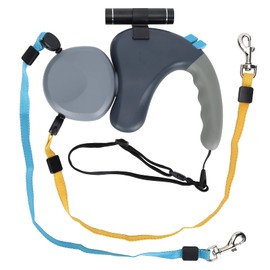 Retractable Dog Lead Double Dog Lead Retractable Dog Lead for Walks with 2 Dogs (Grey)