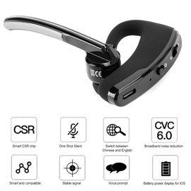 Cuifati Business Bluetooth Headphones, Wireless Hands-Free Stereo Earphones with Mic V8 Noise Cancelling for Home Office and Truck Drivers