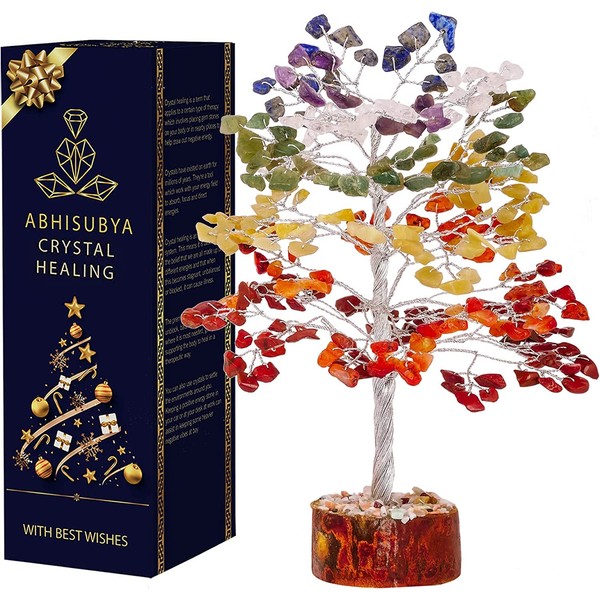 ABHISUBYA Tree of Life - 7 Chakra Crystals - Chakra Stone - Crystal Healing Stone - Gemstones - Decorative Stone - Money Tree - Aesthetic Room Decoration - Feng Shui Decoration
