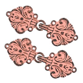 bezelry Fleur De Lis - Cierre de capa de gancho y ojo, paquete de 4 pares, 70 mm x 26 mm, Pátina rosa barnizada, 70mm x 26mm