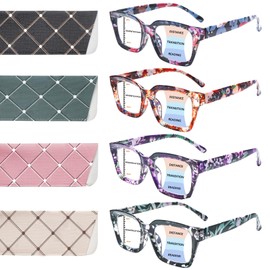 ZONLON 4 Pack Progressive Multifocus Reading Glasses for Women Stylish Oprah Style Blue Light Blocking Computer Readers (4 Mix C2, 3.0, x)