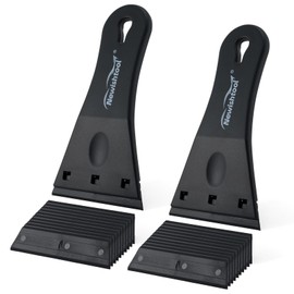 NewishTool Plastic Razor Scraper with 3-Inch Blade, Pack of 2 with 20 Extra Blades for Glue Residue Labels, Decals & Stickers on Windows & Glass