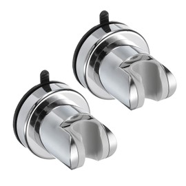 sourcing map 2pcs Shower Head Holder, Suction Cup Shower Head Holder, Handheld Removable Showerhead and Wall Mounted Suction Bracket (Round, Silver)