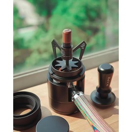 IKAPE Mantis WDT Distribution Tool, V3-51MM Espresso Stirrer Distribution Tool for Barista - 8 Needle Espresso Stirrer with Dosing Funnel & Stand, Adjustable Needle Height, Walnut Handle