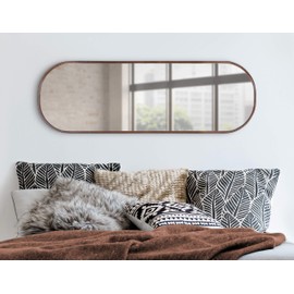 Kate and Laurel Caskill Modern Framed Capsule Mirror, 16 x 48, Bronze, Decorative Oval Accent Mirror for Wall
