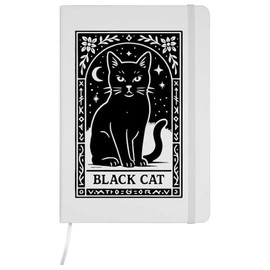 Azeeda A5 'Mystische schwarze Katzenkarte' Weißes Liniertes Notizbuch Gebundenem Buch (NB00078293)