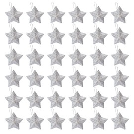 Nereds 36 Pieces Glitter Star Baubles Star Hanging Baubles Ornaments Pentagram Christmas Tree Star Ornaments for Xmas Tree House Holiday Wedding Party Decor (silver)