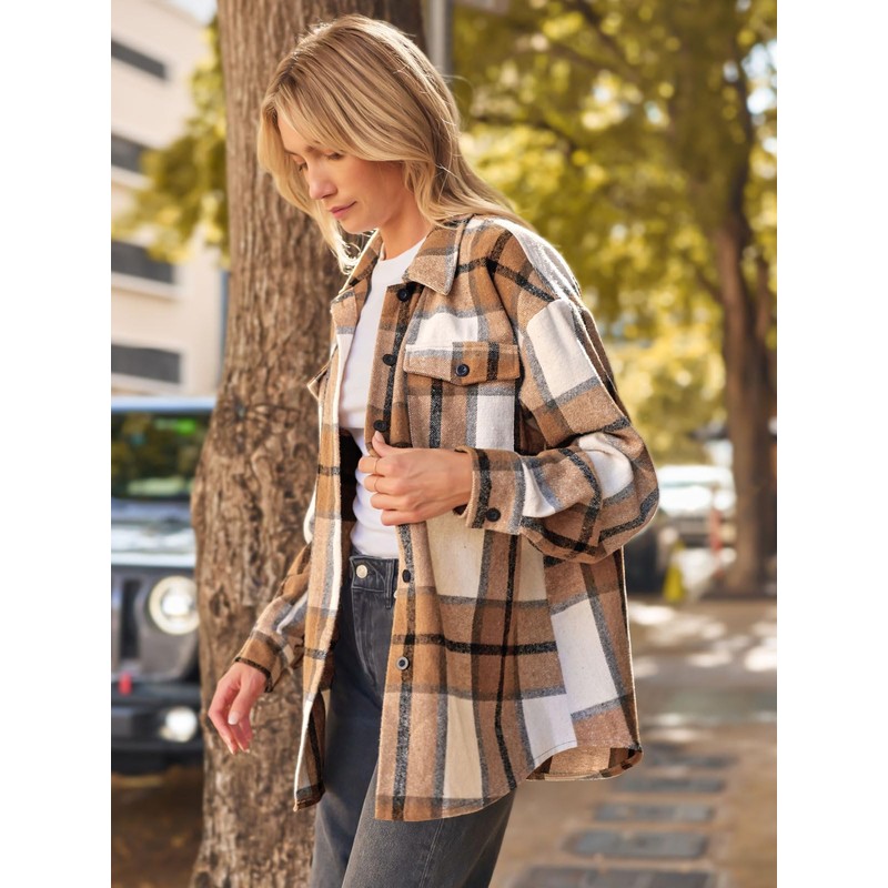 AUTOMET Womens Fall Outfits Fashion Clothes Shackets Flannel Plaid Button