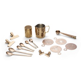 ECHTWERK EW-BA-3502K Coffee Accessory Set, 23 Pieces, Milk Foam Jug 350 ml, Cocoa Shaker, 4x Espresso, 4x Cappuccino, 4x Latte Macchiato Spoons, 4x Coffee Clips, EW-BA-3502K Copper Edition