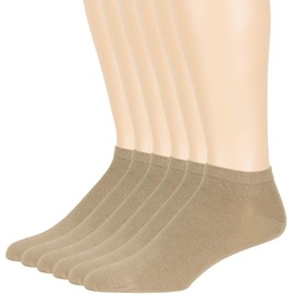 7BIGSTARS KINGDOM Men Viscose From Bamboo Ankle Sock - 6 Pack -Thin Breathable Soft Solid Seamless Low Cut- Sock Size 10-13 Shoe 9-12 L Beige