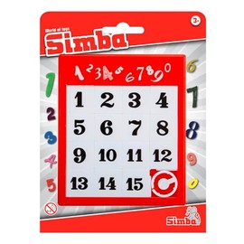 SIMBA 108614687 Sliding Puzzle Numbers, Retro Game, Toy Classic, 11.5 x 13.5 cm, Anti-Stress, Numbers 1 to 15, from 3 Years