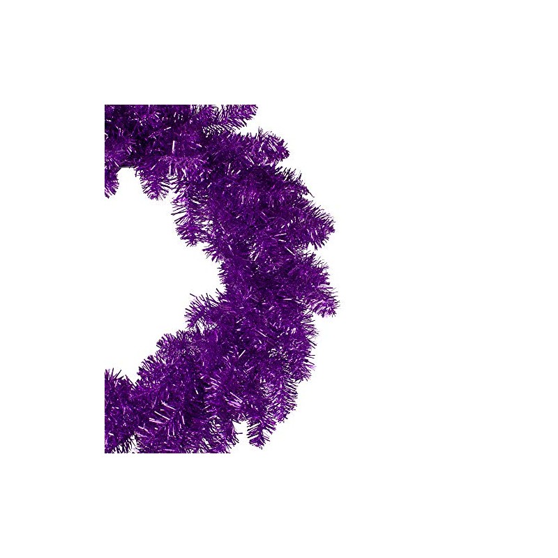 Northlight Metallic Artificial Double Tinsel Christmas Wreath-Unlit, 24", Purple