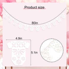Papel Picado Baby Shower Garland - Lace Baby Onesie Banner, Fiesta Garland Decorations for Gender Neutral Party, Baby Shower Party Decor