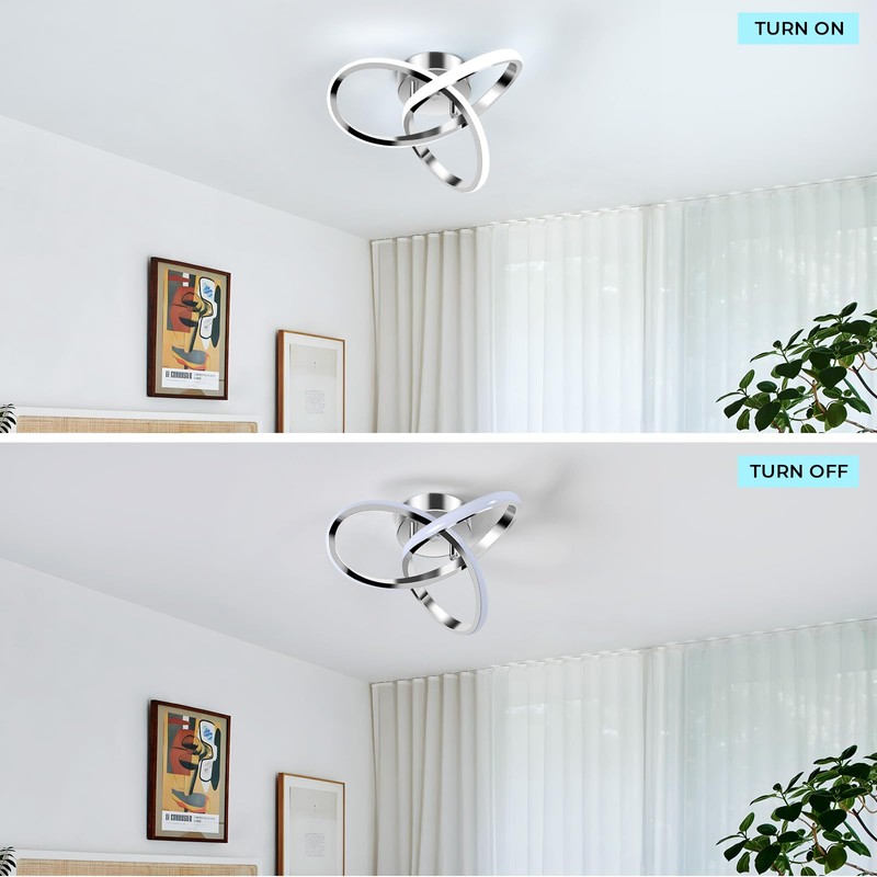Goeco Modern LED Ceiling Light, 9.8'' 6500K Semi Flush Cool