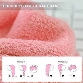 Toalla Microfibra Cabello 2 Pack, Toalla de Microfibra para el Cabello, Secado de Pelo Súper Rápido, Gorro Ultra Absorbente de Agua para Mujeres, Adec