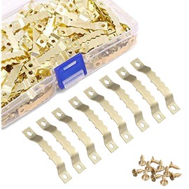 Gasea 120 Pack Sawtooth Picture Hanging Fixings,45 x 8mm Screw in Hanger Hooks with Double Holes for Art Photo Canvas Wall Mounting