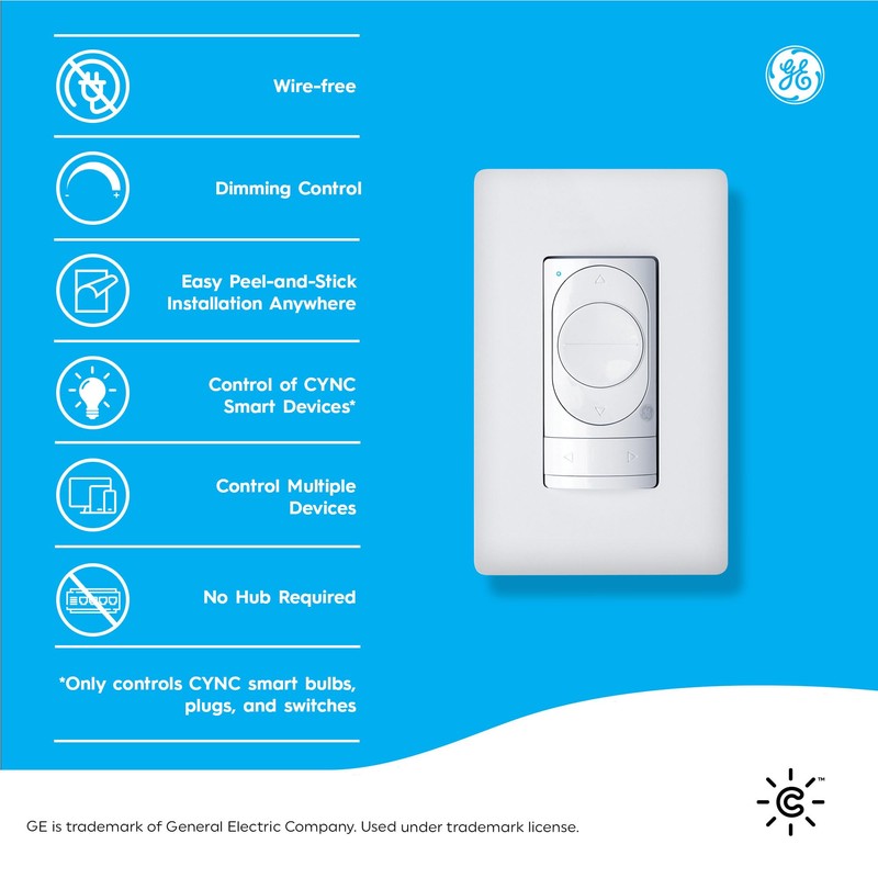 GE CYNC Smart Dimmer - Wire-Free, Battery Light Switch, Bluetooth
