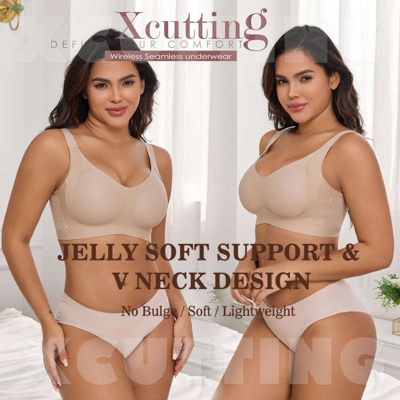 Xcutting Lace Vertical Stripe Pull Up Bras for Women No