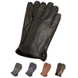 AKAROA ESTD 2019 TIM Men's Leather Gloves, Touchscreen Function, Italian Leather, Recycled Knitted Lining Made of 50% Cashmere and 50% Wool, 5 Sizes S - XXL, Tim Black