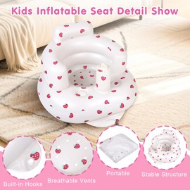 Inflatable Baby Chair for Sitting Babies: Qoosea Baby Chairs Sit Up for 3 to 36 Months Old, Built-in Air Pump, Provides Back Support for Easy Sitting, Baby Seats for Sitting Up (Strawberry)