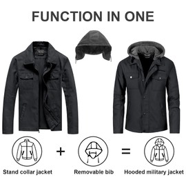 Pursky Men's Fall Field Jacket Cotton Stand Collar Lightweight Military Outwear Windbreaker XL Grey