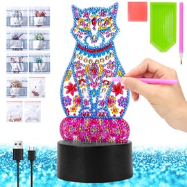 Fullove Gifts from 5-12 Years Girls Craft Set: Gift Ideas 6 7 8 9 10 Year Old Girls Cat Diamond Painting Children 11 12 Years Rainbow Craft Set Painting Set Girls 7 Years Craft Sets for Children