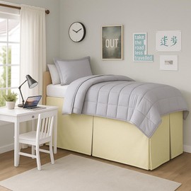 Mattress-Homes Pleated College Dorm Bed Skirt Luxury Microfiber, Twin XL (39x80) with Split Corners, 40" Long Drop, Hotel-Quality 1800 Ultra-Soft Dust Ruffle, Ivory