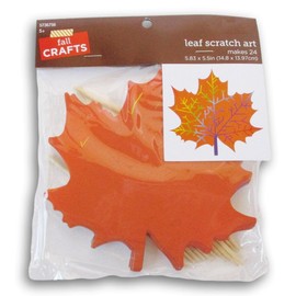 Autumn Leaf Craft Scratch Art Kit - Playside Creations Classroom Group Activity - Makes 24, Multi (5312731)