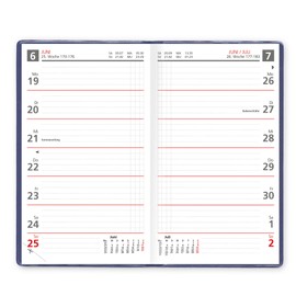 Pocket Planner 2024 Weekly Pocket Calendar Sekunda in Red with Address Book and PVC Cover in Blue Made in Germany
