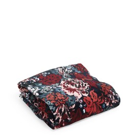 Vera Bradley Women's Fleece Plush Throw Blanket, Cabbage Rose Cabernet, 80 X 50